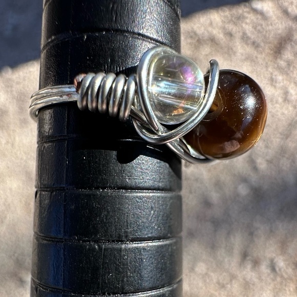 Handmade tiger eye copper ring - Picture 3 of 4